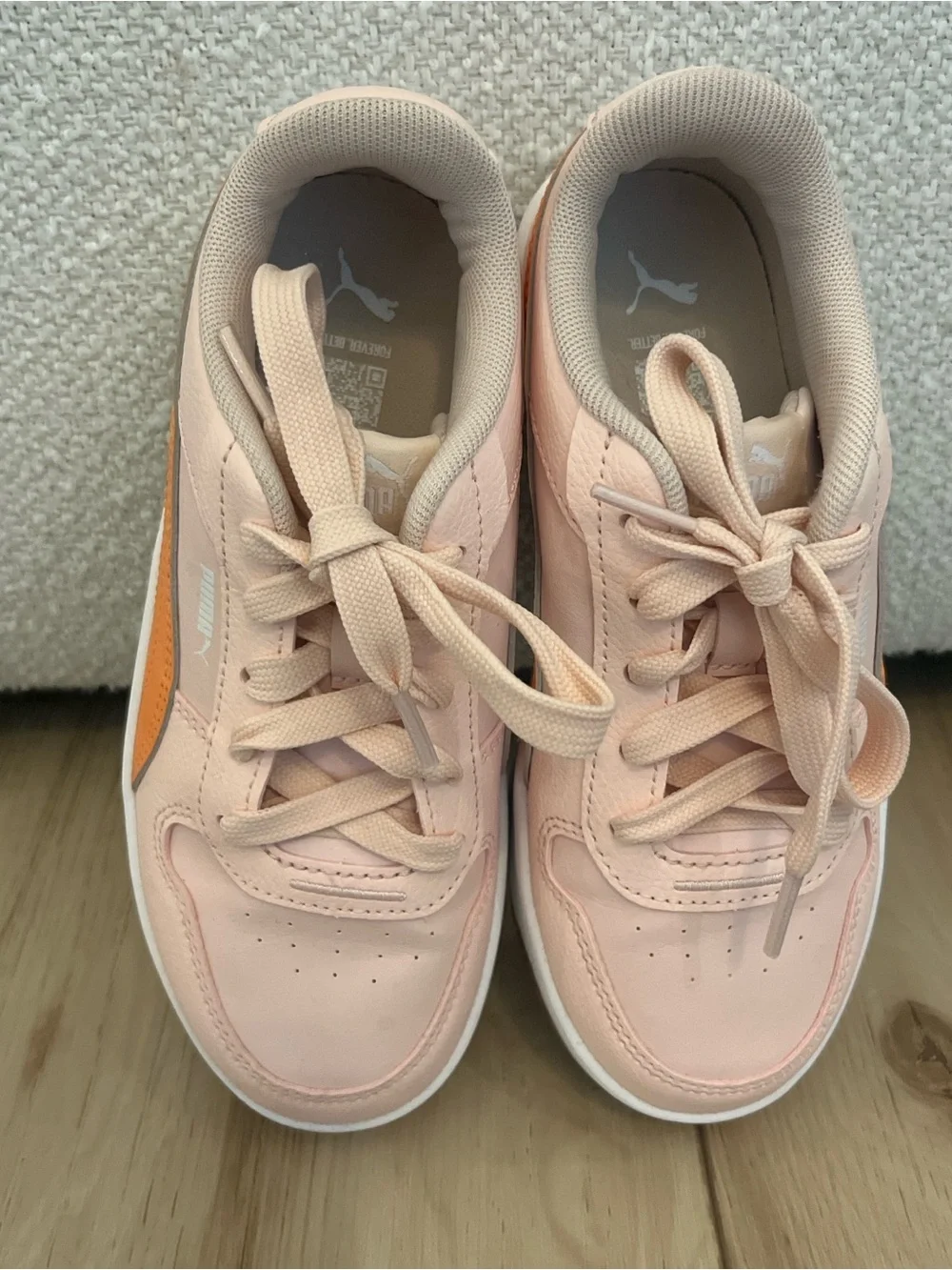 Puma Girls Carina Light Pink Orange 1 Inch Platform Sneakers Playground Recess